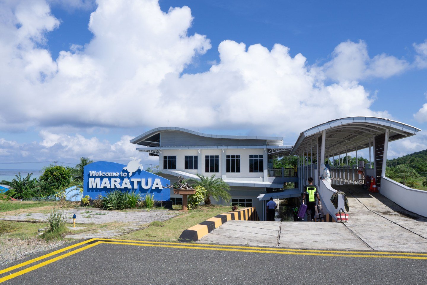 Maratua Airport terminal on the island arrival route.