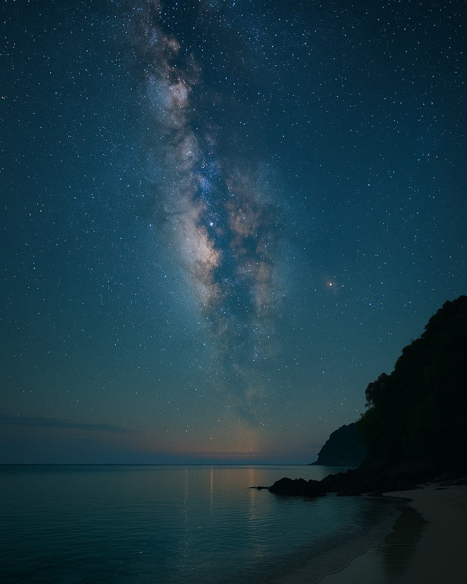 The Milky Way above the sea at Maratua on a clear night.
